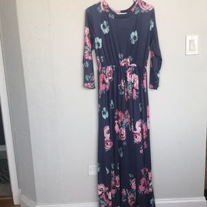 Floor Length blue floral dress